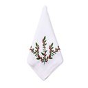 White Hanging Flowers Embroidered Napkin