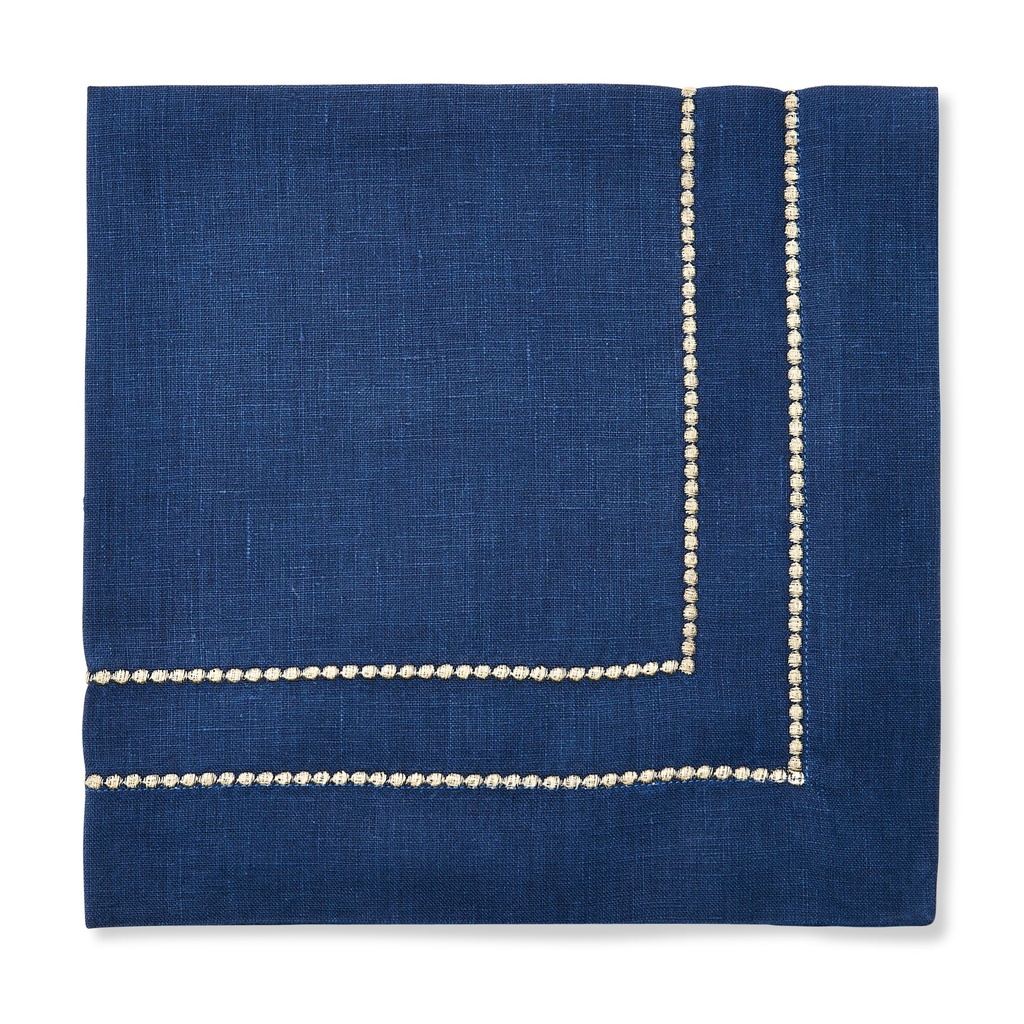 Navy Metallic Bauble Embroidered Napkin