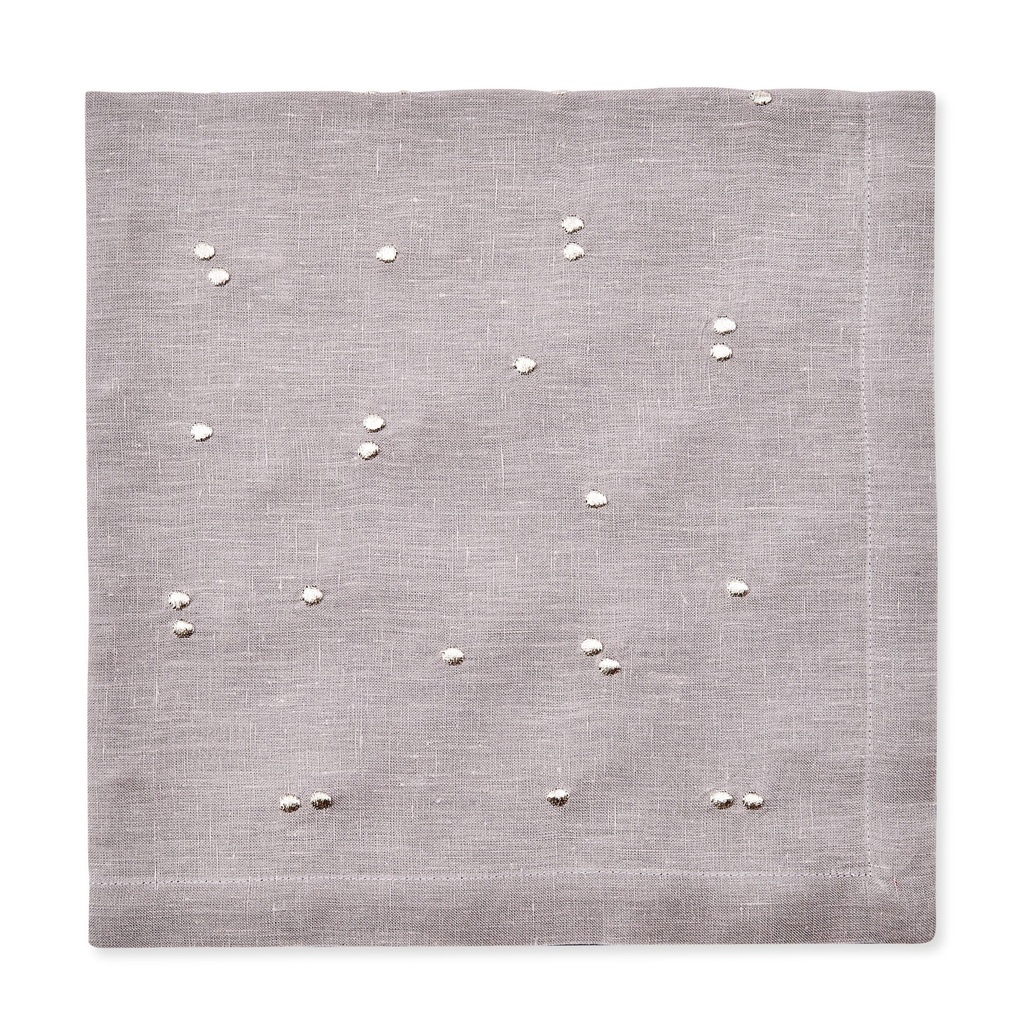 Grey Metallic Scattered Dots Embroidered Napkin