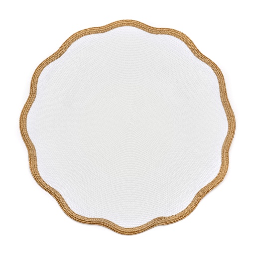[57-6570GOLD] Lurex Border Round Scallop