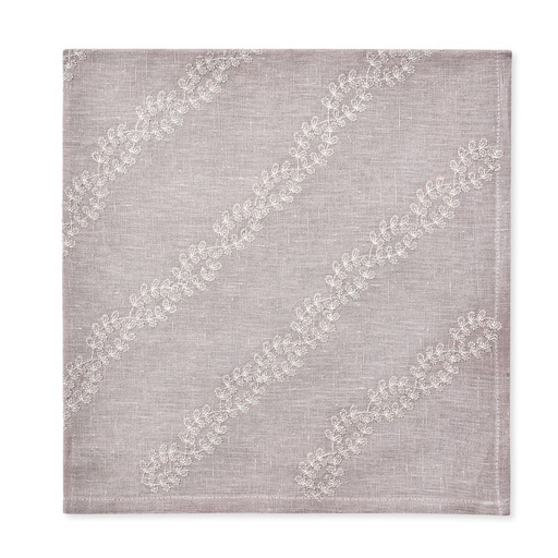 [59-7222GSILV] Grey Metallic Vines Embroidered Napkin
