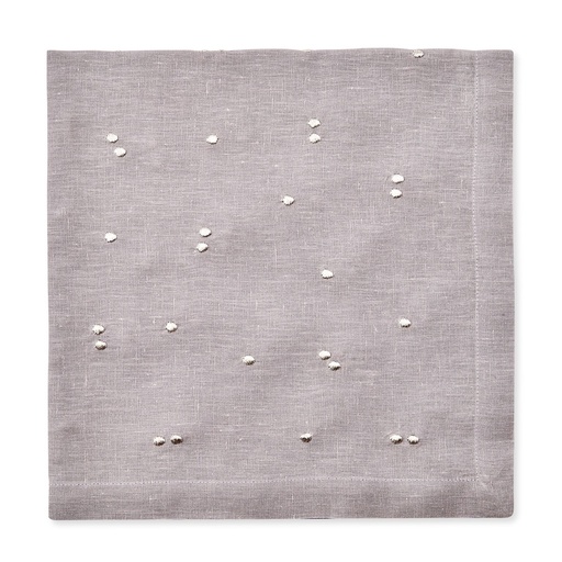 [59-8422GSILV] Grey Metallic Scattered Dots Embroidered Napkin