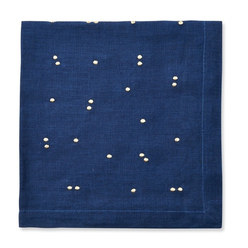 [59-8422NGOLD] Navy Metallic Scattered Dots Embroidered Napkin