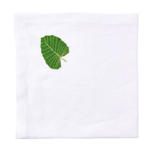 White Palm Leaves Embroidered Napkin